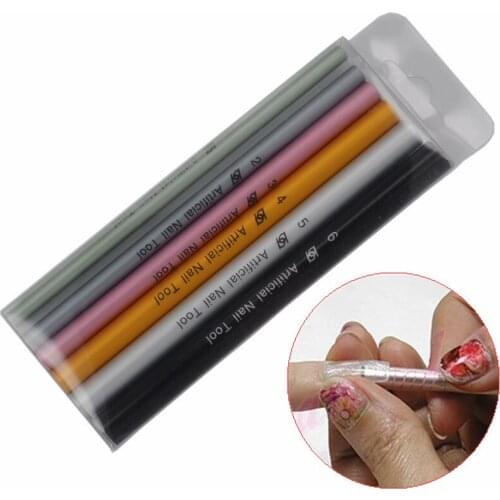 WUF 6 Pcs/Set Nail Art Tools Set Different Size Form Curve Rod Sticks Artificial Nails Tool Shaping Stick
