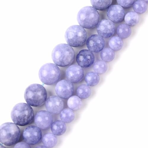 Wholesale Natural Round Angelite Stone Loose Beads For Jewelry Making Bracelet Necklace 4 6 8 10 12mm Beads Diy Jewellery 15"