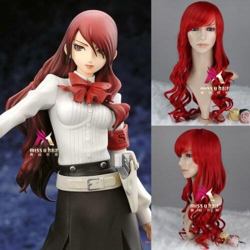 Shin Megami Tensei: Persona 3 Tongzhi Meihe Cosplay Wig red Long for Adult Synthetic wig halloween party hair+wig cap
