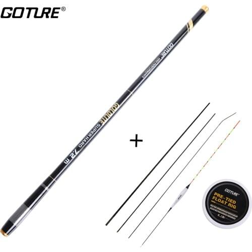 Goture GOLDLITE Super Hard Ultra Light Telescopic Fishing Rod 3.6-7.2M Fishing Float Hook line Kit With Top Three Spare Tips