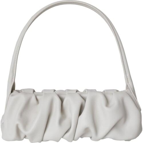 Genuine Leather Underarm Bags for Women 2021 High Quality Ladies Shoulder Bag Luxury Designer Ruched Handbags Beige Bolsos Mujer