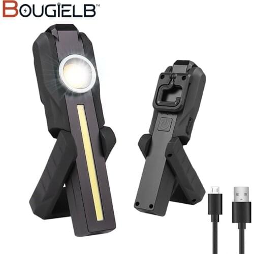 LED COB Flashlight USB Charging Magnetic Hook Tailstock Rotating 180 Degree Inspection Light Bulit-in Battery Tactical Torch