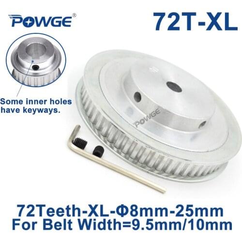 POWGE Trapezoid 72 Teeth XL Synchronous pulley Bore 10mm for width 10mm Timing Belt 72-XL-037 BF Gear wheel 72teeth 72T