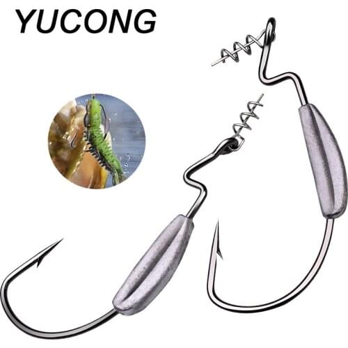 YUCONG 5pcs Jig Head Barbed Hooks 1.5-2.5-3-4-5-5.5-9g Weighted Worm Hooks Offset Carbon Steel Fishing Hooks Barb Fishhooks