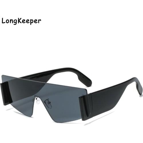 Rimless Oversize One Piece Women Sunglasses Lady Irregular Fashion Cat Eye Sunglasses Brand Design Female Oculos Unisex Eyewear