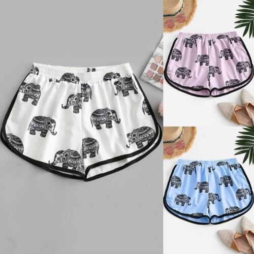 E-girl Women High-waisted Sport Shorts Elephant Print Workout Running Yoga Shorts Comfortable Casual Beach Shorts Biker Shorts