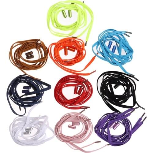 1Pair No Tie Shoelace With 2pcs Metal BuckleElastic Shoe Laces Aluminum Metal Lock Shoelaces