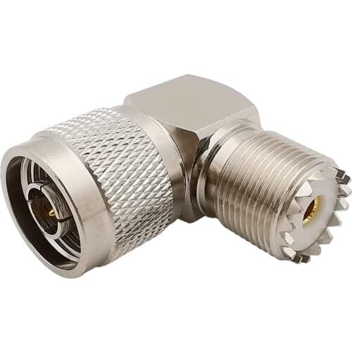 1Piece L Shape N Male Plug to UHF SO239 SO-239 Female Jack Right Angle 90 Degree RF Coaxial Adapter Connector Nickel Plating