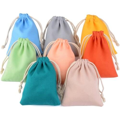 10pcs/lot Natural Cotton Bags 8 Colors For Selection Fit For Wedding Gift Candy Small Pouch Eyelashes Makeup Drawstring Sachet