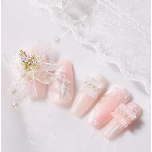 10 Pieces Of New Nail Art Accessories Aurora Skirt Pearl Accessories Lace Small Red Book DIY Nail Decorations