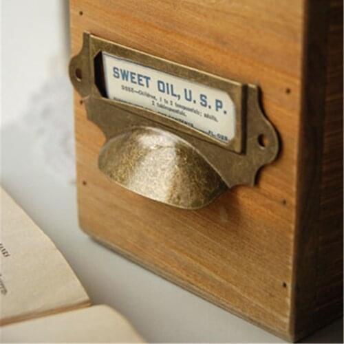 1000 pcs Antique Brass Vintage Metal Label Pull Frame Handle File Name Card Holder For Furniture Cabinet Drawer Box Case Bin