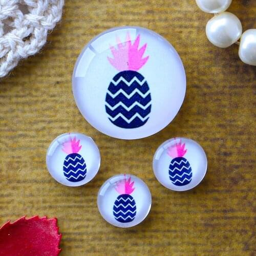 12mm 25mm 14mm 16mm 18mm 20mm Photo Glass Cabochons Round Cameo Set Handmade Settings Pineapple 09