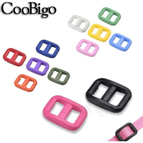 20pcs Tri-Glides Sliders Sliplock Buckle Plastic Adjustable Colorful 10mm Webbing Backpack Strap Pets Collar Bags Accessories