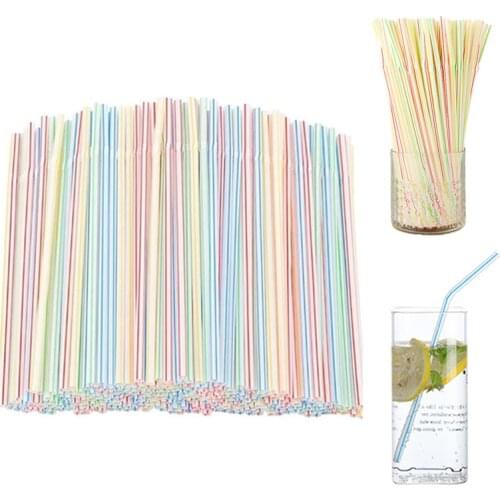 200 Pcs Plastic Bendable Drinking Straws Disposable Beverage Straws paille Wedding Decor Mixed Colors Party Supplies rietjes