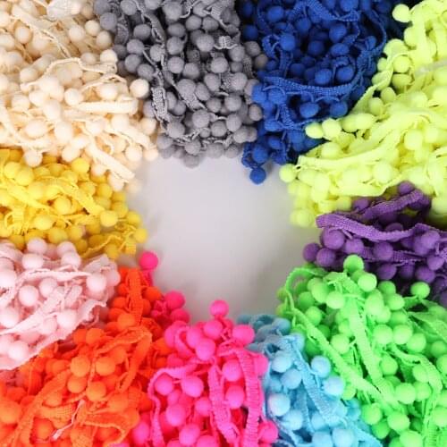 5Yards/Lot Pom Pom Trim Ball 10mm Mini Pearl Pompom Lace Fringe Ribbon Kintted Sewing Fabric DIY Garment Accessories