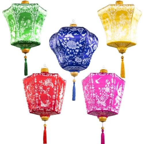 Antique chinese wind palace lantern creative lantern decoration in teahouse of silk printing fabric restaurant hanging lantern