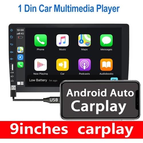 1DIN Car Radio 9 inch Touch Screen 1din Multimedia Video Player Bluetooth USB Audio System for Apple Carplay Auto MP5