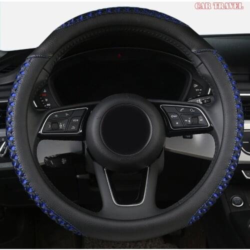 CAR TRAVEL Leather Car Steering Wheel Cover For Fiat 500 500X Ducato Grande Punto Tipo Panda Freemont Bravo Stilo