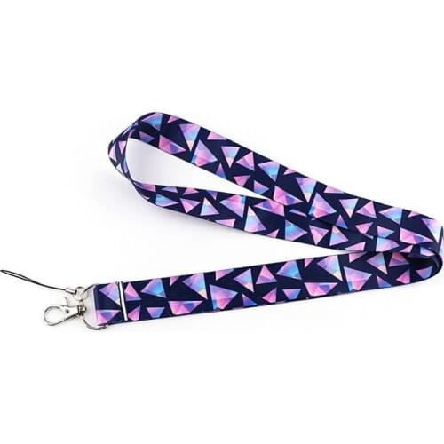 Shiny Triangle Diamond Lanyard for Keys Phone Cool Neck Strap Lanyard for Camera Whistle ID Badge Cute webbings ribbons Gifts