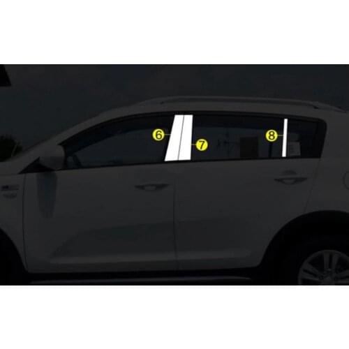 6 PCs/set Stainless Steel central pillar Trim Window Decoration Moldings B C fit for Kia Sportage R 2011 2012 2013 2014 2015