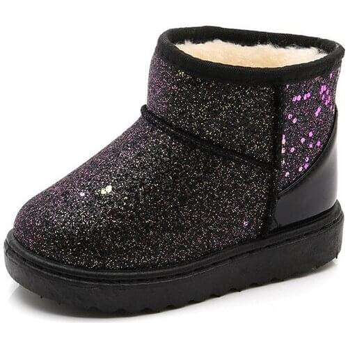 ChildrenS Snow Boots Winter Girls Cotton Shoes Kids Fashion Thick Plush Cotton Boots Girls Baby Sequins Warming Ankle Boots