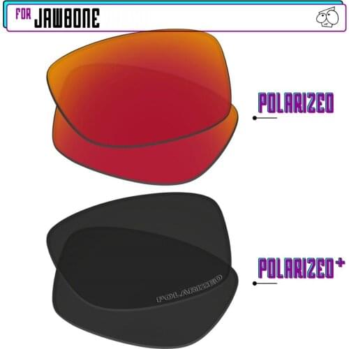 EZReplace Polarized Replacement Lenses for - Oakley Jawbone Sunglasses - Black P Plus-Red P
