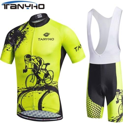 Fluorescent color Tanyho Cycling Jersey Summer Team Short Sleeves Cycling Set Bike Clothing Ropa Ciclismo Sports Suit