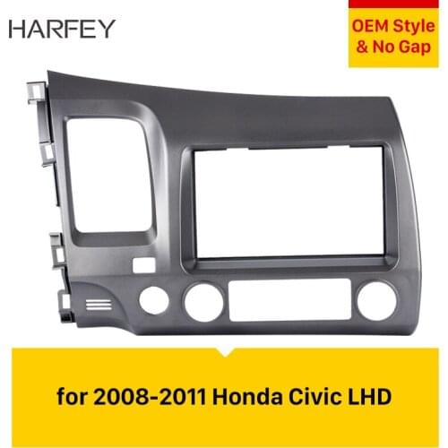 Harfey 2Din Car Radio Fascia Installation Trim Dash Kit Stereo Frame for 2008 2009 2010 2011 Honda Civic LHD with SRS Hole