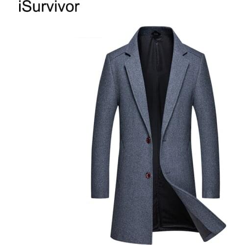 ISurvivor 2021 Men Winter Autumn Wool Coats Blends Male Casual Fashion Slim Fit Large Size Jackets Parkas Wool Coats Outwear