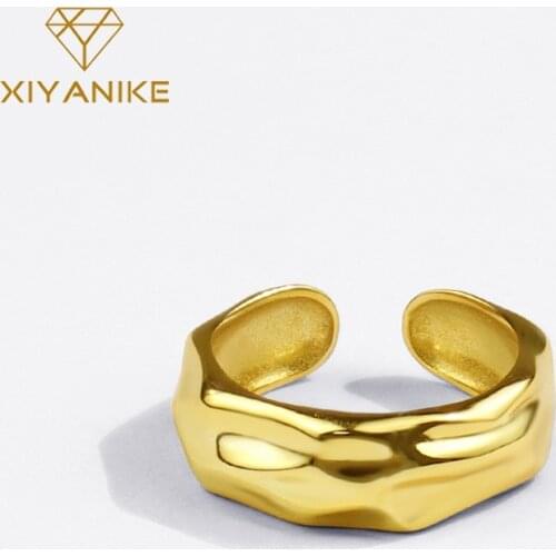 XIYANIKE 925 Sterling Silver New Irregular Concave-convex Smooth Geometric Ring Female Fashion Romantic Handmade Jewelry Кольцо