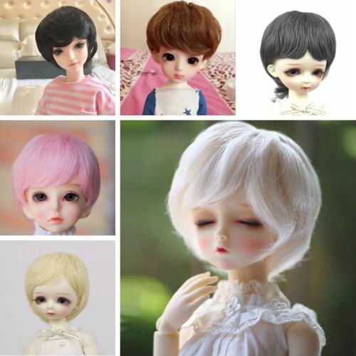 High Temperature Fiber Gold Pink White Color Short wigs available for 1/6 1/4 1/3 BJD YOSD MDD Doll Accessories Doll Wigs