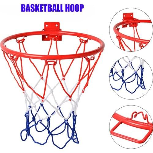 Kindergarten Basket Ball Ring Stand Basketball Hoop Toy Netting Metal Rim Hanging Basket w/ Screws 32cm Wall Mounted