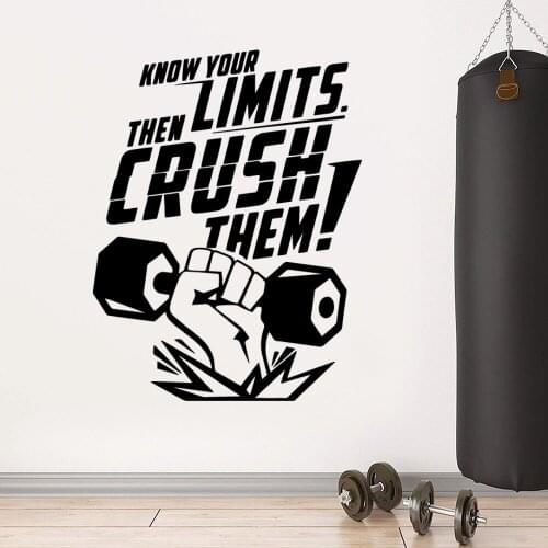 Motivational Wall Sticker Gym Quote Wall Decal For Sport Fitness Room Vinyl Window Sticker Frase Interior Decor Mural