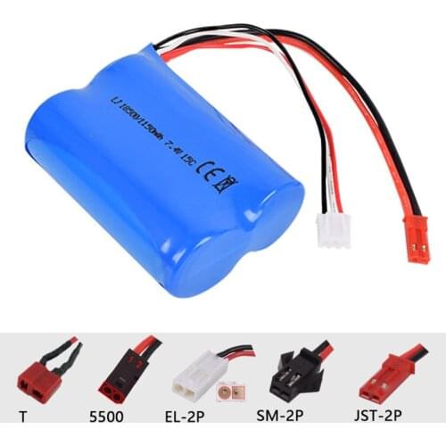 7.4v 1150mah 15C 18500 Li-ion Battery RC HQ827 823 871 T10 T11 T34 toys battery Plug JST-2P T SM-2P EL-2P 5500 free shipping