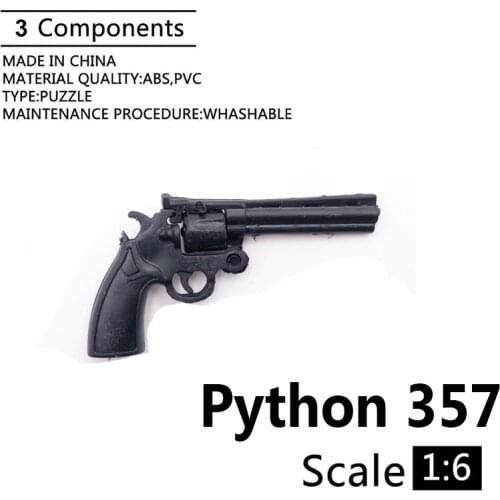 1:6 Cole Python 357 Revolver 4D Gun Model For 12" Action Figure Plastic Black Soldier Weapon Accessory