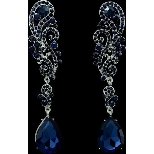 Fashion Chandelier Charm Crystal color Jewelry Flower Earrings Bridal Long Water Drop Wedding Earrings for Women Bijouterie