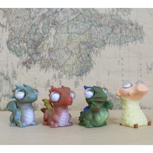 Vogue Cute Dragon Sheep Office Extruding Relax Relieve Pressure Eyes Out Funny Soft Rubber Figure 8cm Model Toy Gift