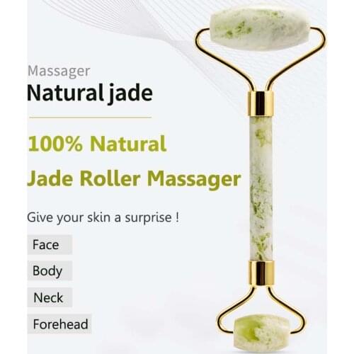 100% Natural Cool Jade Facial Jade Roller for Body/Face/Chin/Neck/Legs Massage Skincare Lifting/Slimming Tools