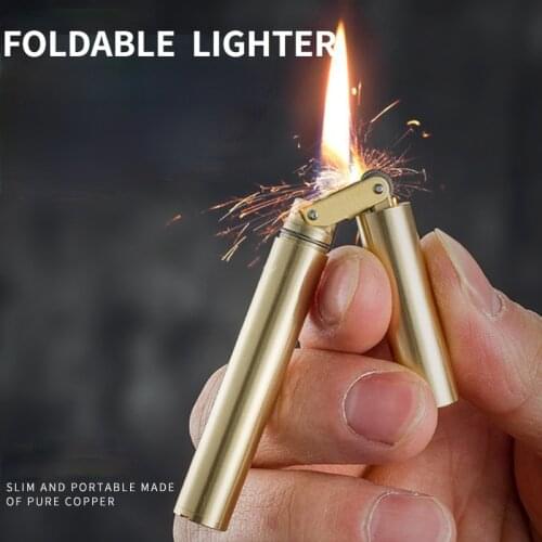 New Product Nunchaku Brass Lighter Old-Fashioned Retro Easy-To-Carry Grinding Wheel Ignition Kerosene Lighters Gadgets For Men