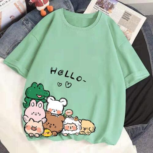New Style CottonShort-sleeved Loose Plus Size T-shirt Female Spring Summer T-shirt Summer Plus Size Kawaii T Shirt for Women