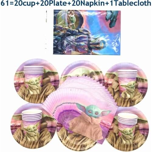 Disney Mandalorian Yoda Baby Party Disposable Tableware Paper Plates For Child Favors Birthday Baby Shower Supplies Party Decor