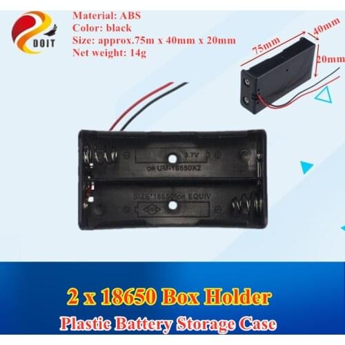 Official DOIT 1pcs Battery Storage Case Plastic for 2 x 18650 Box Holder Black With Wire Leads Eletronic Digital Hot