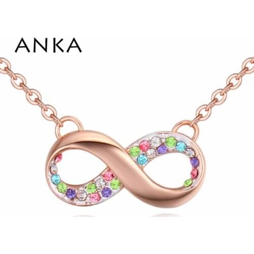 ANKA infinity symbol rose gold color necklaces & pendant simple style rhinestone jewelry for women crystal necklace gift #123604