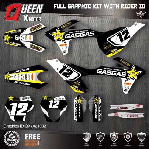 QUEEN X MOTOR Custom Team Graphics Backgrounds Decals 3M Stickers Kit For GASGAS 2021 2022 2023 EC MC 002