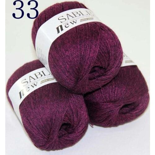 Sale Super Soft Pure 3X50gr Sable Cashmere Wrap Shawls Hand Knitting Wool Crochet Yarn Wine Black 243-33-3
