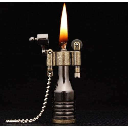 Retro Bullet Torch Lighter Flint Free Fire Grinding Wheel Oil Lighter Key Chain Metal Cigar Cigarette Lighter Gadget For Man