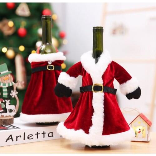 Merry Christmas Dress Skirt Wine Bottle Cover New Year 2021 Decor Christmas Decorations for Home Decor 2020 Navidad Gifts Xmas