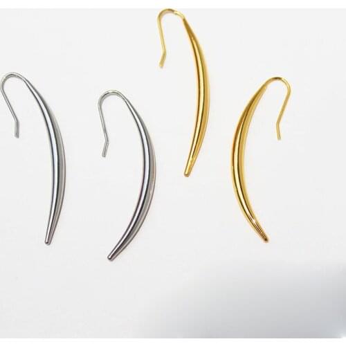 WTLTC Shiny 5cm Long Ear Threader Earrings for Women Steampunk Metal Big Stud Earrings Simple Moon Shaped Earrings Punk Jewelry