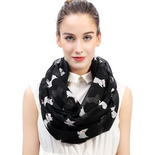 Scottish Terrier Scottie Westie Dog Animal Pet Print Womens Infinity Loop Scarf Soft Lightweight