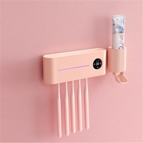 LED Toothbrush Holder Smart Air-dried Toothbrush Sterilizer UV Sterilization Toothbrush Rack Slide Cover Toothpaste Squeezer USB